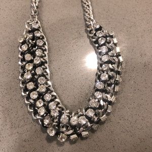 Silver and diamond statement necklace